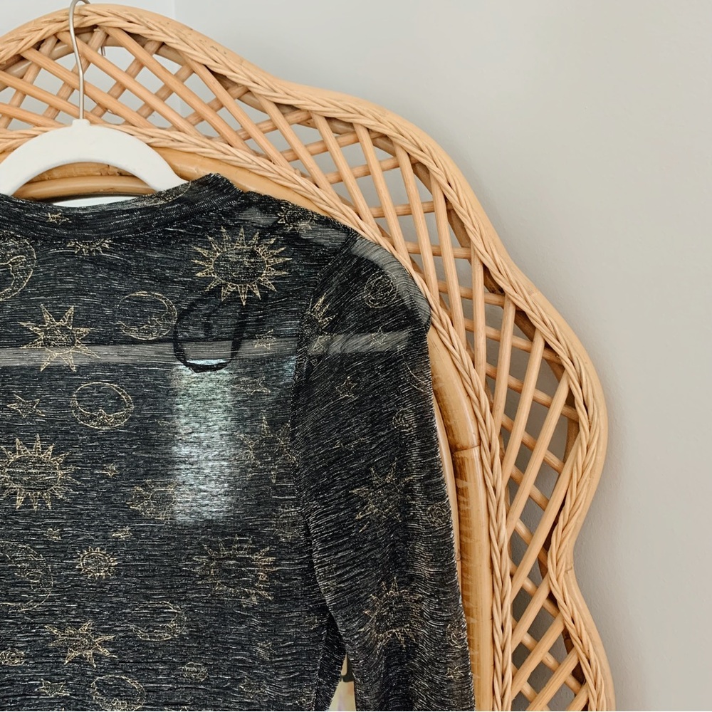 SUPERDOWN celestial print mock neck top